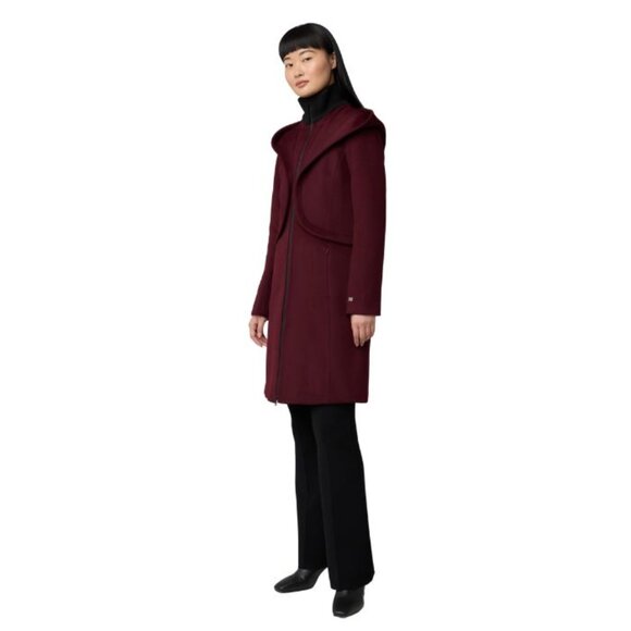 Soia & Kyo Cara Hooded Wool Blend Coat in Merlot - Picture 1 of 10
